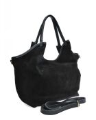 Valentina Hope zwarte fluwelen leren hobotas - 29x42x11 cm