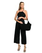 Valentina Hope zwarte fluwelen leren hobotas - 29x42x11 cm