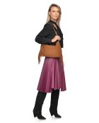 Zoé Cognac fluwelen leren schoudertas - 26,5x36,5 cm