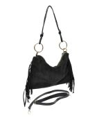 Zwarte Zoé fluwelen leren schoudertas - 26,5x36,5cm