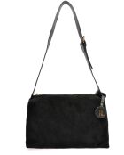 Bandolera Sofia de piel aterciopelada negra - 22x35x14 cm