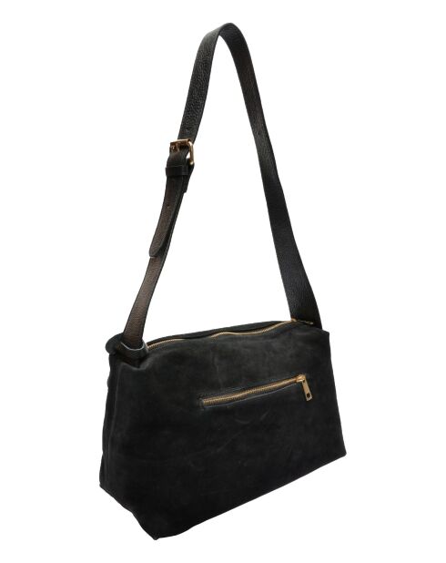 Bandolera Sofia de piel aterciopelada negra - 22x35x14 cm