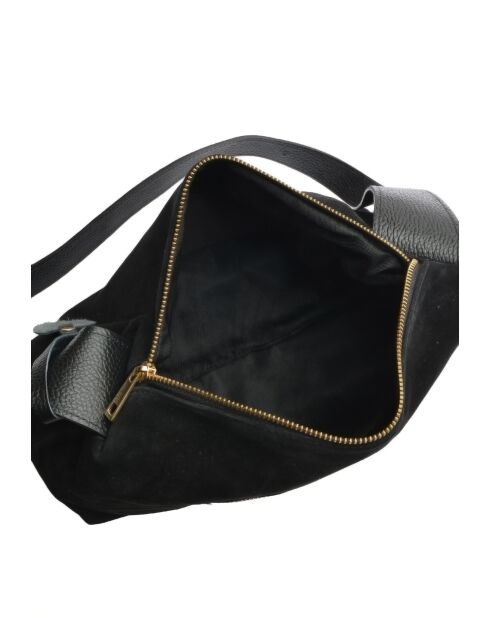 Bandolera Sofia de piel aterciopelada negra - 22x35x14 cm