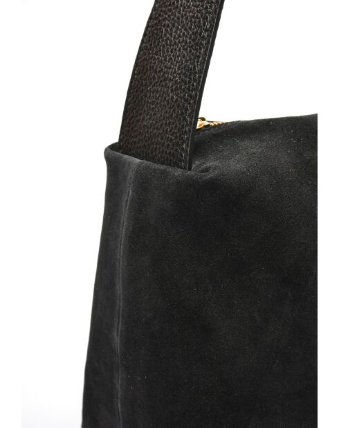 Bandolera Sofia de piel aterciopelada negra - 22x35x14 cm