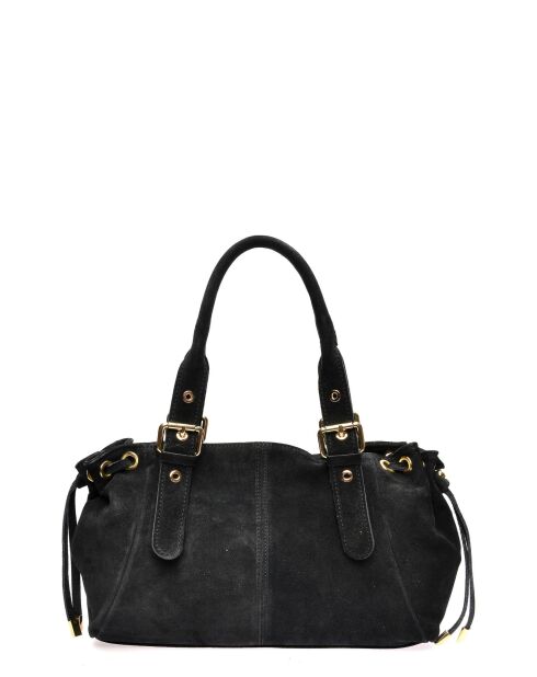 Rachelle zwarte leren schoudertas - 17x34,5x9 cm