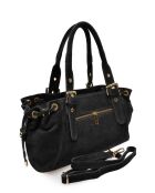 Rachelle zwarte leren schoudertas - 17x34,5x9 cm