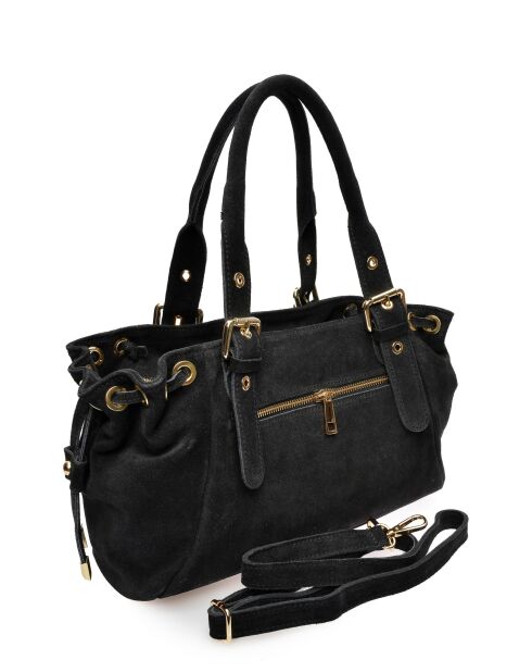 Rachelle zwarte leren schoudertas - 17x34,5x9 cm