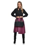 Rachelle zwarte leren schoudertas - 17x34,5x9 cm