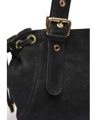 Rachelle zwarte leren schoudertas - 17x34,5x9 cm