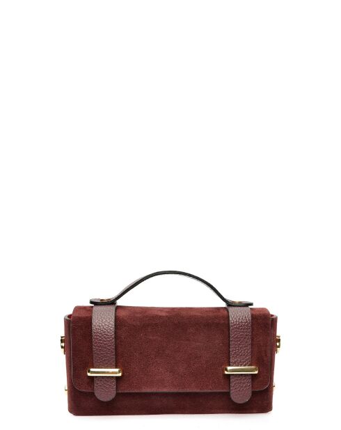 Bordeaux Bianca fluwelen leren handtas - 9x18x4,5 cm