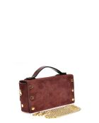 Bordeaux Bianca fluwelen leren handtas - 9x18x4,5 cm