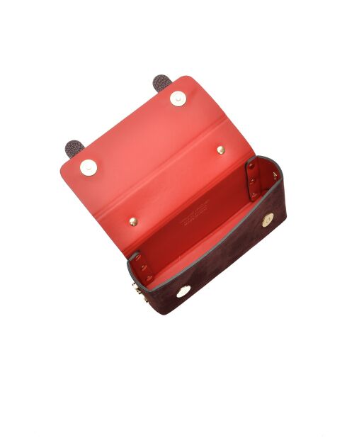 Bordeaux Bianca fluwelen leren handtas - 9x18x4,5 cm