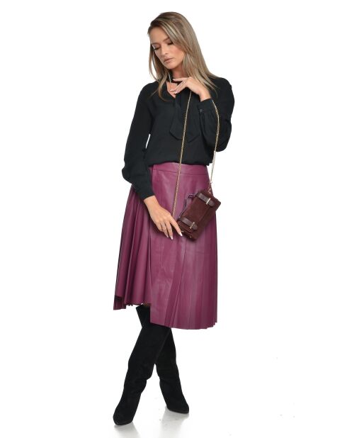 Bordeaux Bianca fluwelen leren handtas - 9x18x4,5 cm