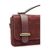 Bordeaux Bianca fluwelen leren handtas - 9x18x4,5 cm