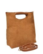 Eleonora Handtasche aus Veloursleder, 24,5 x 27,5 x 7 cm, Cognac