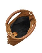 Eleonora Handtasche aus Veloursleder, 24,5 x 27,5 x 7 cm, Cognac