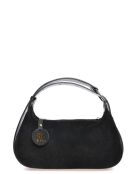 Milano zwarte fluwelen leren handtas -14x22x6 cm