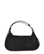 Milano zwarte fluwelen leren handtas -14x22x6 cm