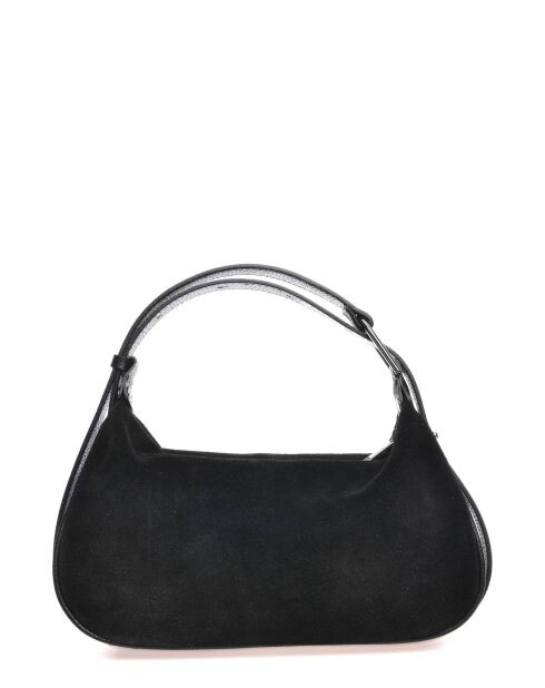 Milano zwarte fluwelen leren handtas -14x22x6 cm