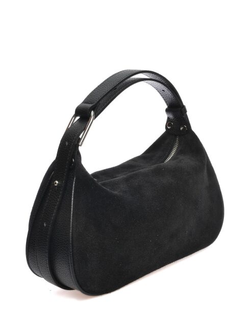 Milano zwarte fluwelen leren handtas -14x22x6 cm