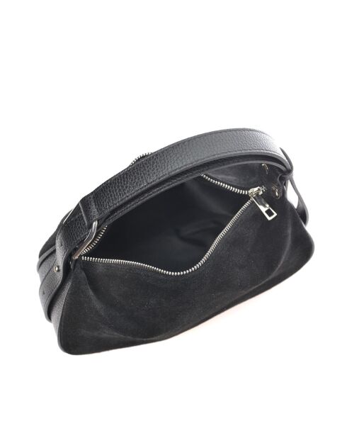 Milano zwarte fluwelen leren handtas -14x22x6 cm