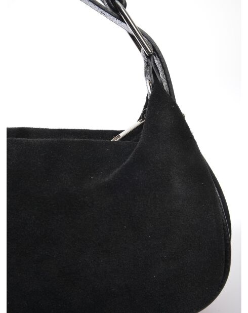 Milano zwarte fluwelen leren handtas -14x22x6 cm