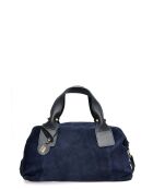 Alessia blauwe fluwelen leren handtas - 28x42x15,5 cm