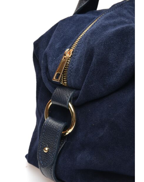 Alessia blauwe fluwelen leren handtas - 28x42x15,5 cm