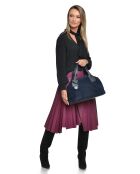 Alessia blauwe fluwelen leren handtas - 28x42x15,5 cm