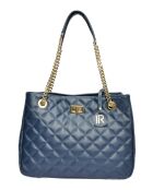 Borsa a tracolla Victoria in pelle blu - 26x33x15cm