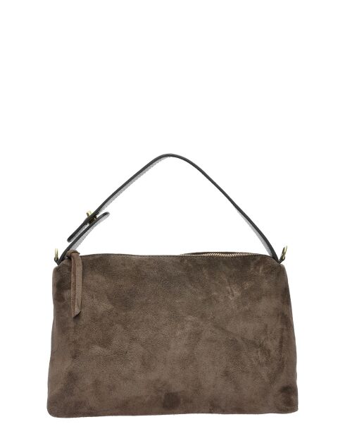 Esperençia Handtasche aus Veloursleder Dunkelbraun - 21x30x9,5 cm