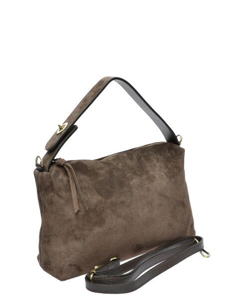 Esperençia Handtasche aus Veloursleder Dunkelbraun - 21x30x9,5 cm