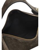 Esperençia Handtasche aus Veloursleder Dunkelbraun - 21x30x9,5 cm