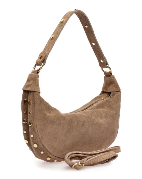 Giulia blauwe fluwelen leren schoudertas - 16x27x7,5 cm