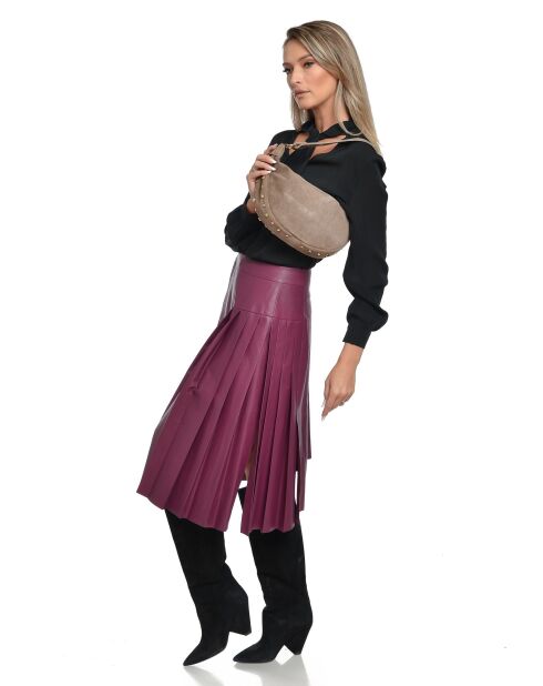 Giulia blauwe fluwelen leren schoudertas - 16x27x7,5 cm