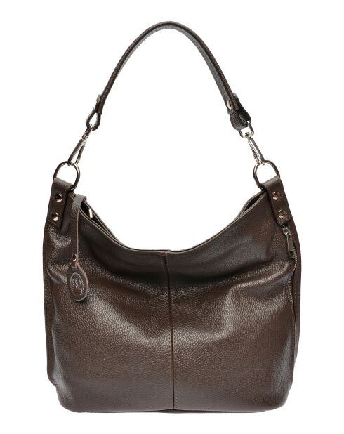 Maggie Maaron Donkere leren schoudertas - 30x37x10,5 cm