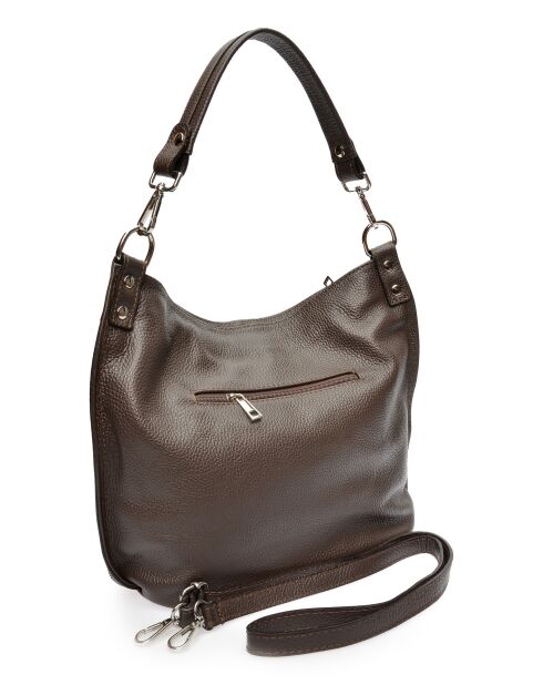 Maggie Maaron Donkere leren schoudertas - 30x37x10,5 cm