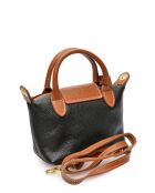 Zwarte leren handtas van Marlene - 13x22x8,5 cm