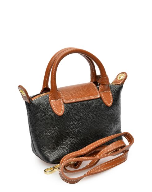 Zwarte leren handtas van Marlene - 13x22x8,5 cm