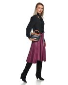 Zwarte leren handtas van Marlene - 13x22x8,5 cm