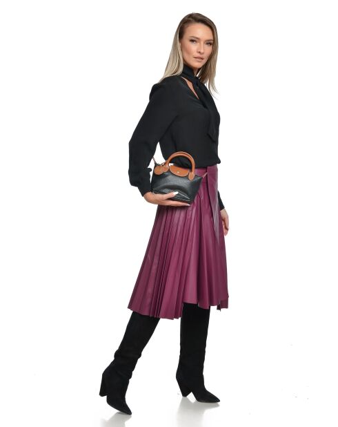 Zwarte leren handtas van Marlene - 13x22x8,5 cm