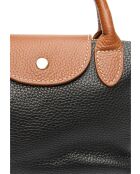 Zwarte leren handtas van Marlene - 13x22x8,5 cm