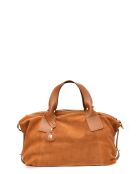 Bolso Alessia de piel aterciopelada coñac - 28x42x15,5 cm