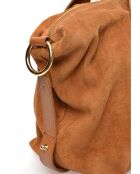 Bolso Alessia de piel aterciopelada coñac - 28x42x15,5 cm