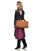 Bolso Alessia de piel aterciopelada coñac - 28x42x15,5 cm