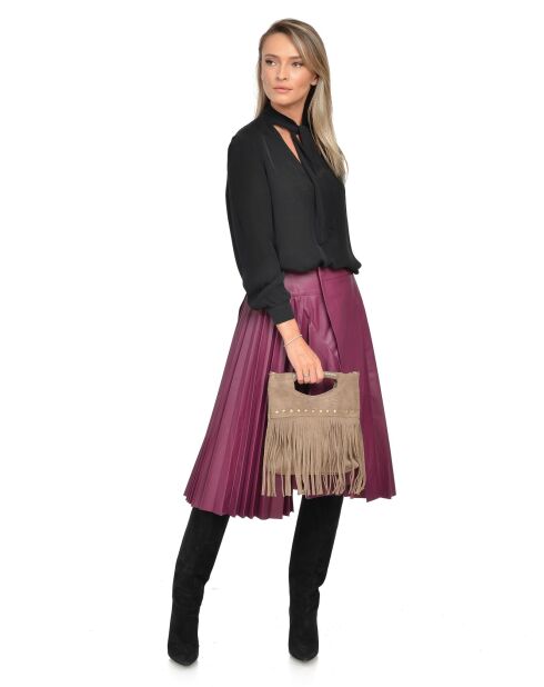 Eleonora Boue Handtasche aus Veloursleder, 24,5 x 27,5 x 7 cm