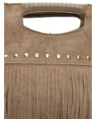 Eleonora blauwe fluwelen leren handtas - 24,5x27,5x7 cm