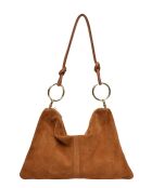 Noémie Cognac fluwelen leren schoudertas - 25,5x36 cm