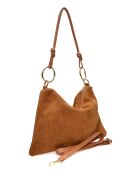 Noémie Cognac fluwelen leren schoudertas - 25,5x36 cm