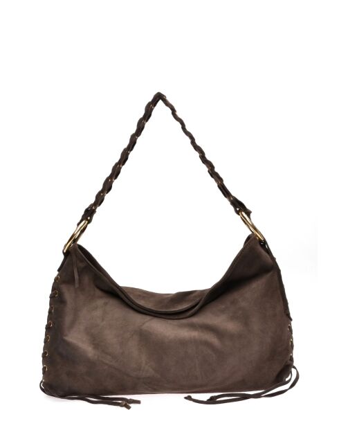 Armel Vegas Velvet leren schoudertas donkerbruin - 24,5x40,5 cm